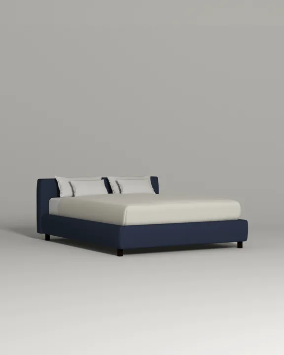 Кровать Меринга под матрас 200x200 с мягким изголовьем и ящиком для хранения белья. Материал: велюр - Avatar 779