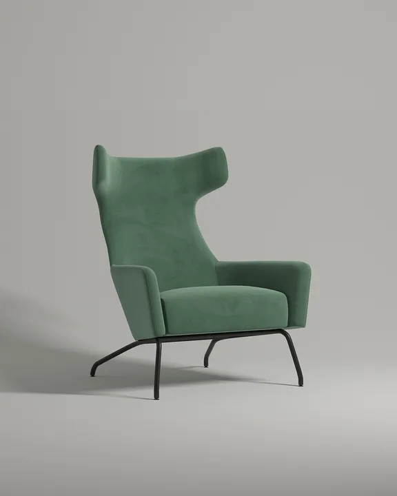 Кресло Палл на ножках с подлокотниками (зеленый велюр) Кресло Палл на ножках с подлокотниками (зеленый велюр - Velutto 71) от Kalibroom