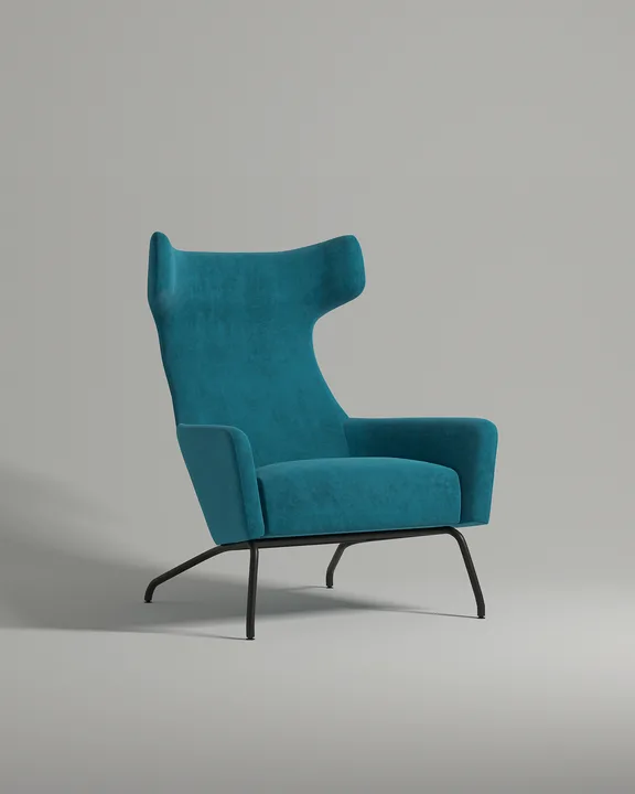 Кресло Палл на ножках с подлокотниками (бирюзовая искусственная замша - Elixir 768) от Kalibroom