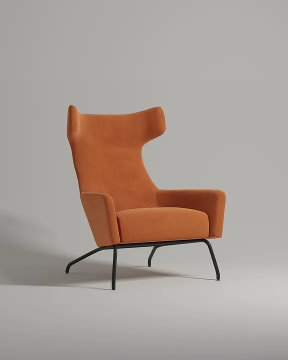 Кресло Палл на ножках с подлокотниками (оранжевый велюр - Velutto 61) от Kalibroom