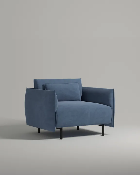 Кресло Эрвик на ножках с подлокотниками (голубой велюр) Кресло Эрвик на ножках с подлокотниками (голубой велюр - Velutto 46) от Kalibroom