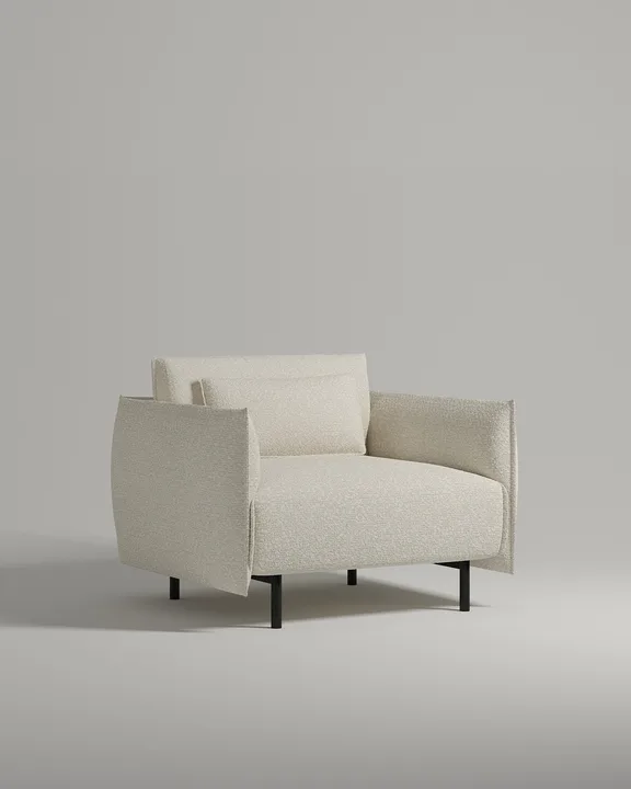 Кресло Эрвик на ножках с подлокотниками (белое букле - Buckle white A) от Kalibroom