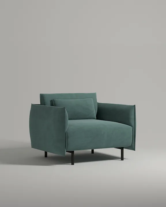 Кресло Эрвик на ножках с подлокотниками (зеленый велюр) Кресло Эрвик на ножках с подлокотниками (зеленый велюр - Velutto 53) от Kalibroom