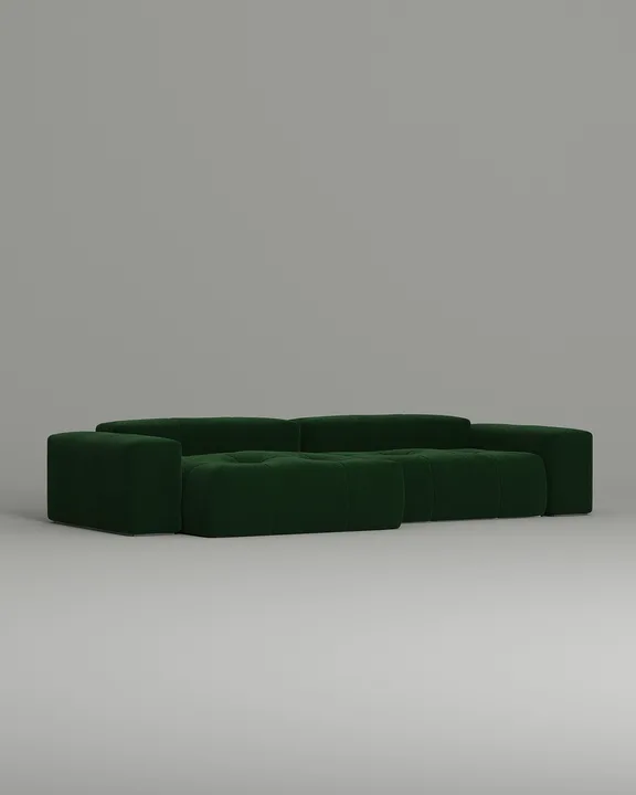 Стильный угловой диван Ковентри угловой. Материал: Велюр. Цвет: Зеленый