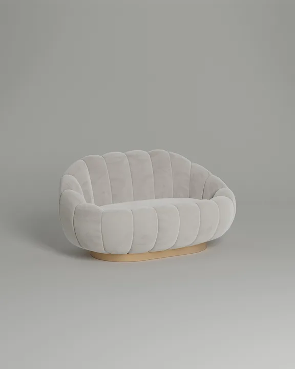 Стильный прямой диван Гранд. Материал: Велюр. Цвет: Белый