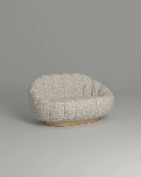 Стильный прямой диван Гранд. Материал: Букле. Цвет: Белый