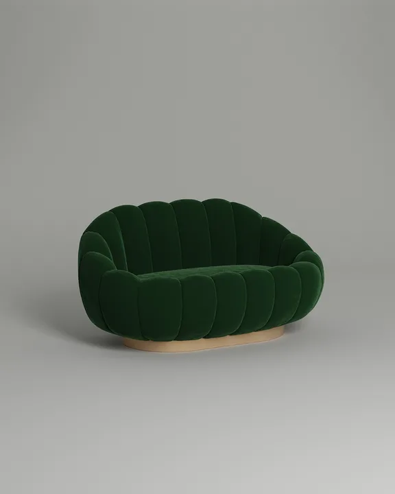 Стильный прямой диван Гранд. Материал: Велюр. Цвет: Зеленый