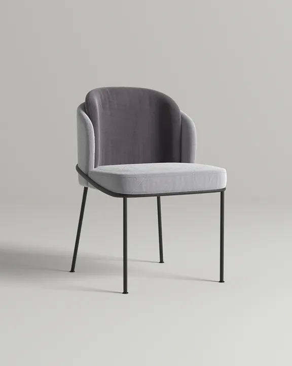 Удобный стул Ашфорд. Материал: велюр. Цвет: серый (Velutto 52)