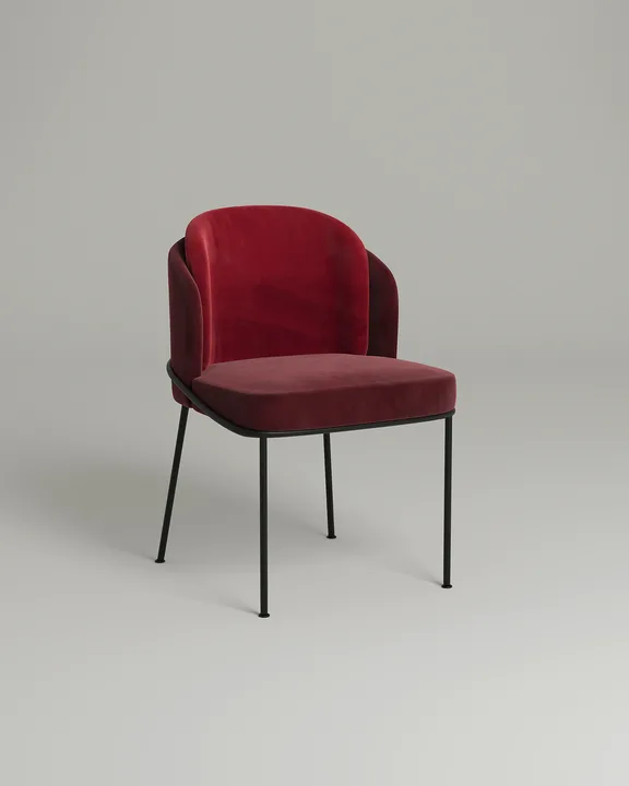 Удобный стул Ашфорд. Материал: велюр. Цвет: красный (Velutto 38)