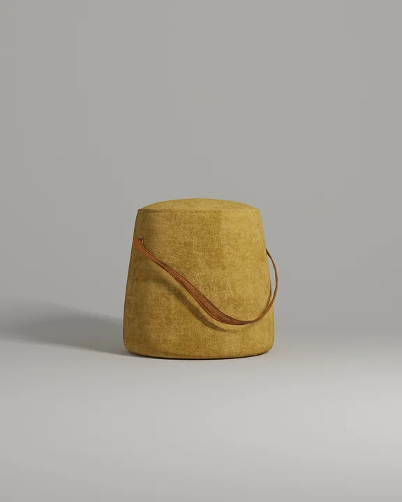 Мягкий пуф Отра. Материал: искусственная замша. Цвет: горчичный