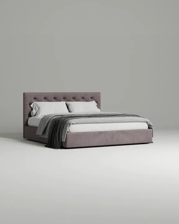 Кровать Торэна под матрас 160x200 с мягким изголовьем и ящиком для хранения белья. Материал: велюр - Velutto 10