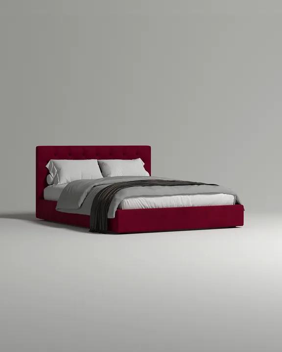 Кровать Торэна под матрас 200x200 с мягким изголовьем и ящиком для хранения белья. Материал: велюр - Velutto 38