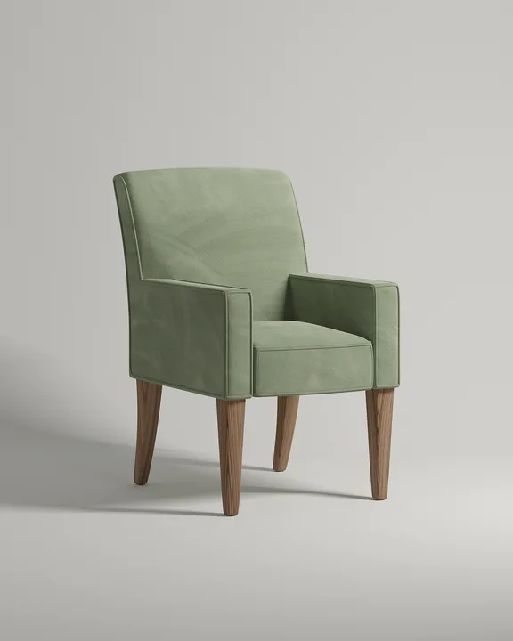 Удобный стул Борген с подлокотниками и кантом. Материал: велюр. Цвет: зеленый (Velutto 30)