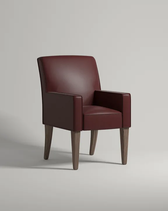 Удобный стул Борген с подлокотниками и кантом. Материал: искусственная кожа. Цвет: красный (Oregon 32)