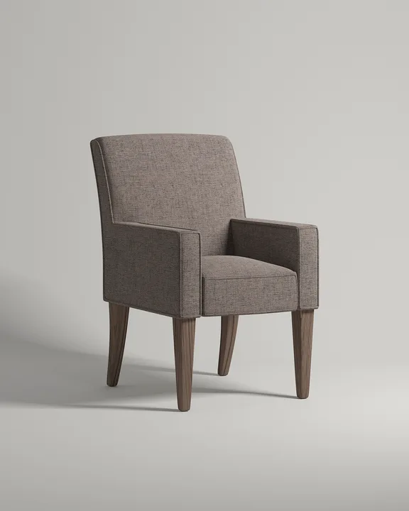 Удобный стул Борген с подлокотниками и кантом. Материал: рогожка. Цвет: коричневый (Romeo 05)