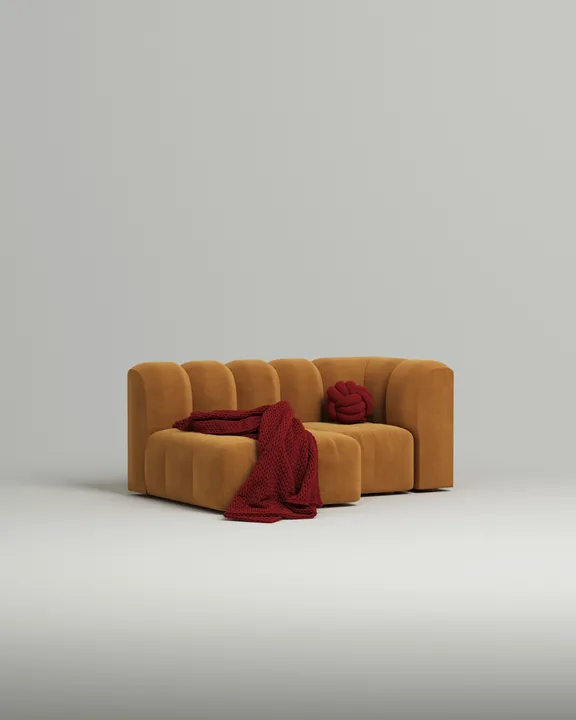 Стильный модульный диван Мортимер Мини. Материал: Велюр. Цвет: Горчичный Стильный модульный диван Мортимер Мини. Материал: Велюр. Цвет: Горчичный