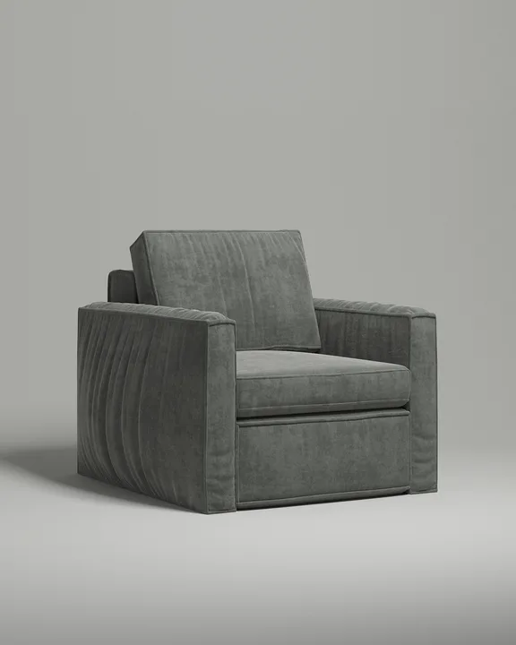 Кресло Борген без ножек с подлокотниками (серый флок) Кресло Борген без ножек с подлокотниками (серый флок - Dania stone A) от Kalibroom