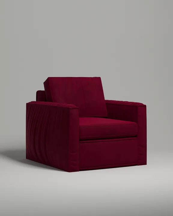 Кресло Борген без ножек с подлокотниками (красный велюр - Velutto 38) от Kalibroom