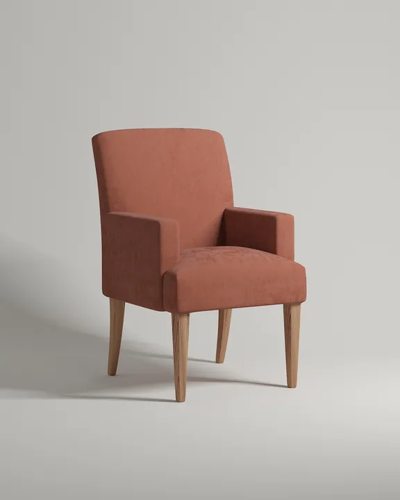 Удобный стул Борген с подлокотниками. Материал: искусственная замша. Цвет: терракотовый (Elixir 493)