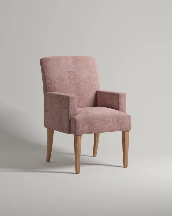 Удобный стул Борген с подлокотниками. Материал: флок. Цвет: розовый (Dania lilac A)