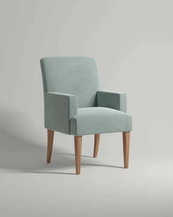 Удобный стул Борген с подлокотниками. Материал: велюр. Цвет: мятный (Novus 690)