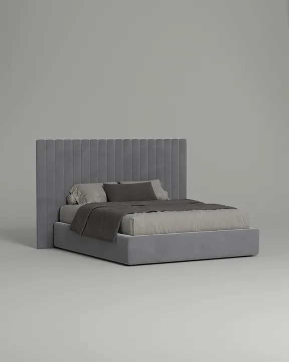 Кровать Моби под матрас 200x200 с мягким изголовьем и ящиком для хранения белья. Материал: велюр - Velutto 10