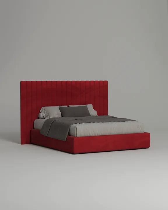 Кровать Моби под матрас 160x200 с мягким изголовьем и ящиком для хранения белья. Материал: велюр - Premier 14