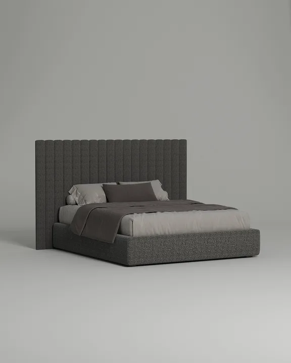 Кровать Моби под матрас 160x200 с мягким изголовьем и ящиком для хранения белья. Материал: букле - Lanvin 997