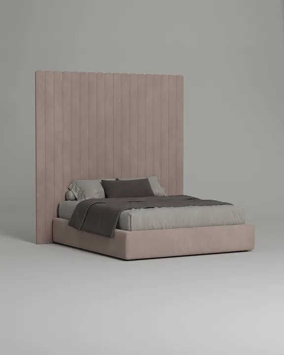 Кровать Моби под матрас 180x200 с мягким изголовьем и ящиком для хранения белья. Материал: велюр - Avatar 230