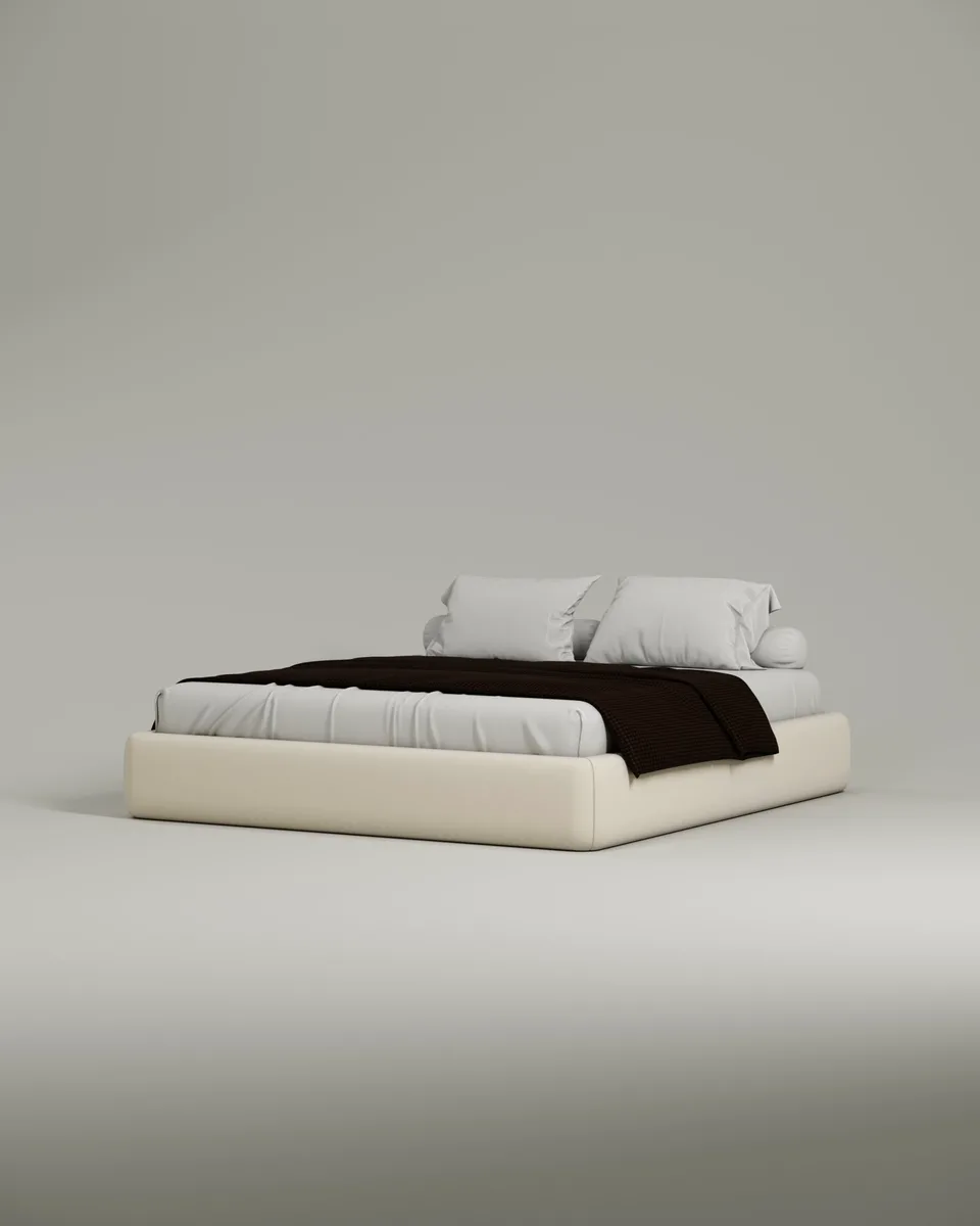 Двуспальная кровать Мэдс 140x200 без изголовья (белый велюр) Кровать двуспальная Мэдс без изголовья (белый велюр)