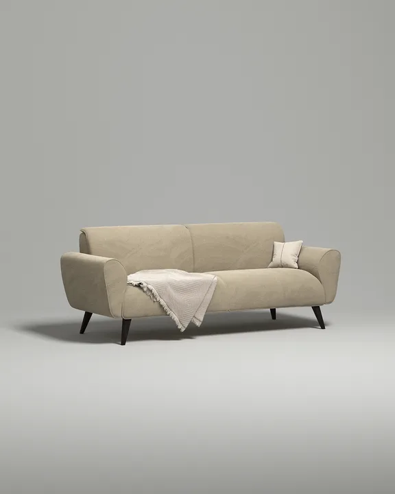 Стильный прямой диван Нильсен. Материал: Велюр. Цвет: Бежевый