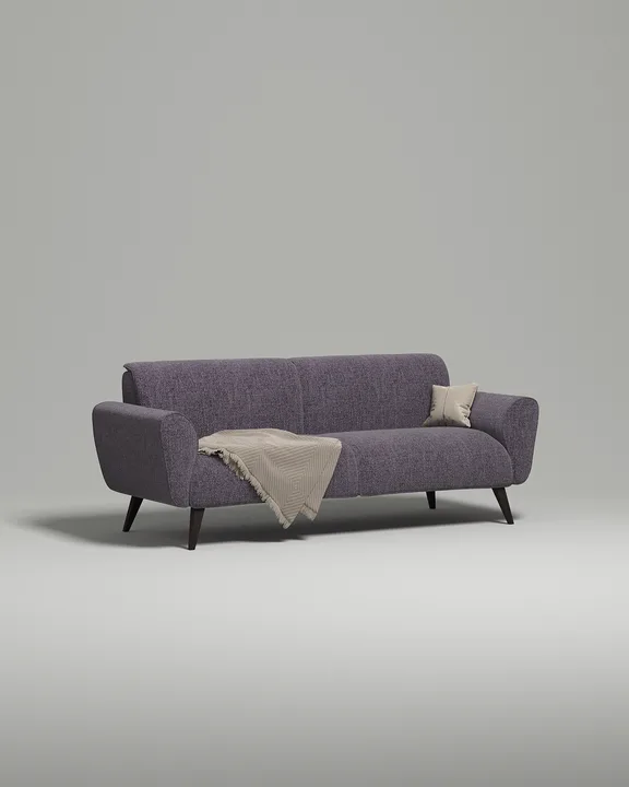 Стильный прямой диван Нильсен. Материал: рогожка. Цвет: Фиолетовый