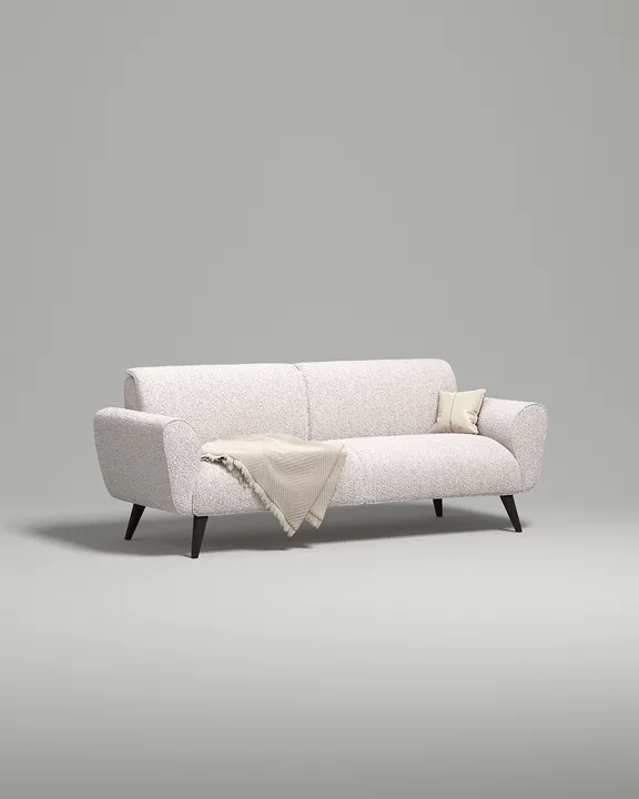 Стильный прямой диван Нильсен. Материал: Искусственный мех. Цвет: Розовый