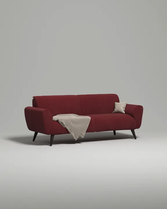 Стильный прямой диван Нильсен. Материал: Велюр. Цвет: Бордо Стильный прямой диван Нильсен. Материал: Велюр. Цвет: Бордо