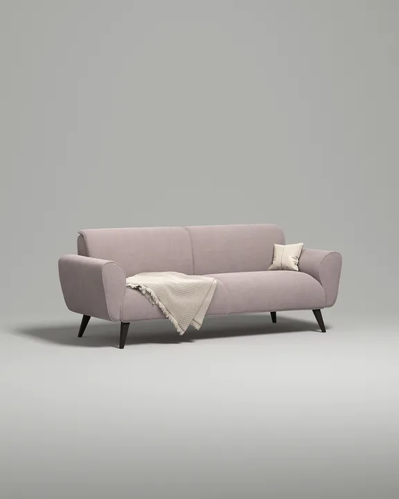 Стильный прямой диван Нильсен. Материал: Велюр. Цвет: Розовый