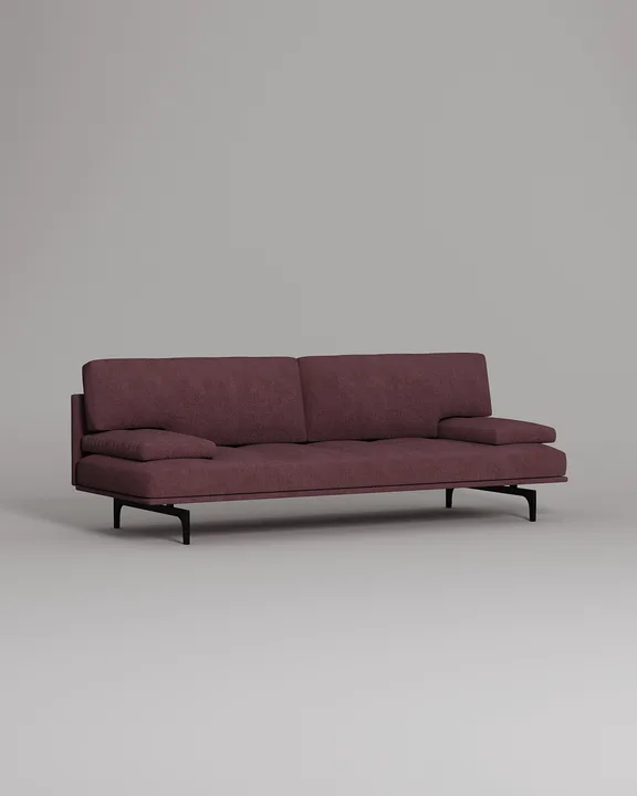 Стильный прямой диван Висби. Материал: Искусственная замша. Цвет: Бордо