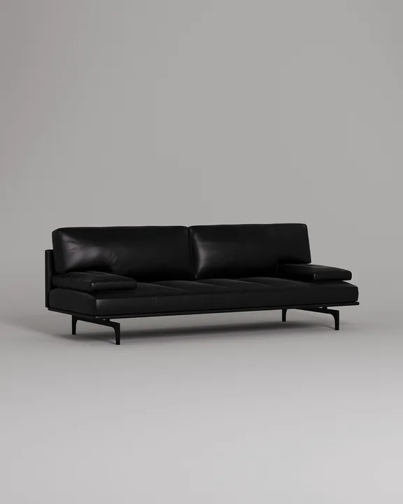 Стильный прямой диван Висби. Материал: Искусственная кожа. Цвет: Черный Стильный прямой диван Висби. Материал: Искусственная кожа. Цвет: Черный