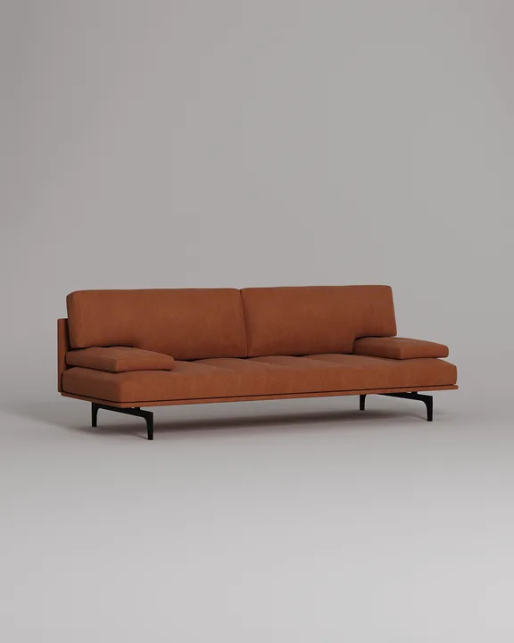 Стильный прямой диван Висби. Материал: Искусственная замша. Цвет: Оранжевый Стильный прямой диван Висби. Материал: Искусственная замша. Цвет: Оранжевый