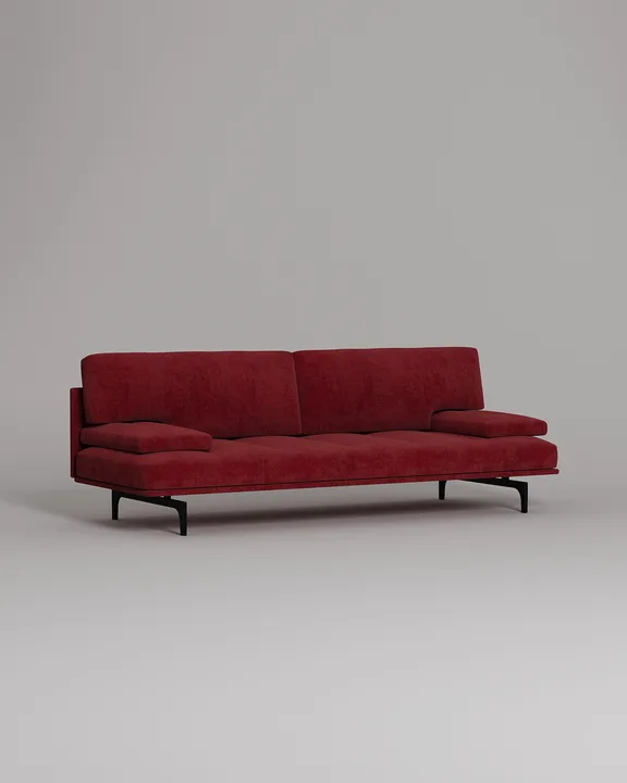 Стильный прямой диван Висби. Материал: Микровельвет. Цвет: Бордо