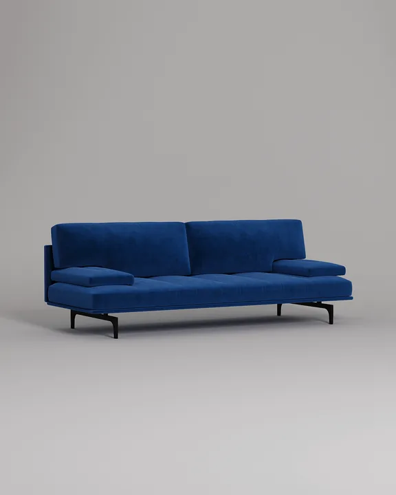 Стильный прямой диван Висби. Материал: Велюр. Цвет: Синий Стильный прямой диван Висби. Материал: Велюр. Цвет: Синий
