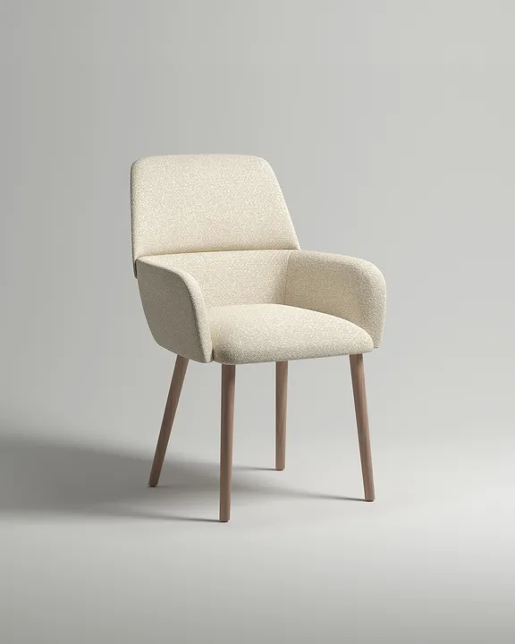 Удобный стул Лорана. Материал: букле. Цвет: белый (Buckle white A)