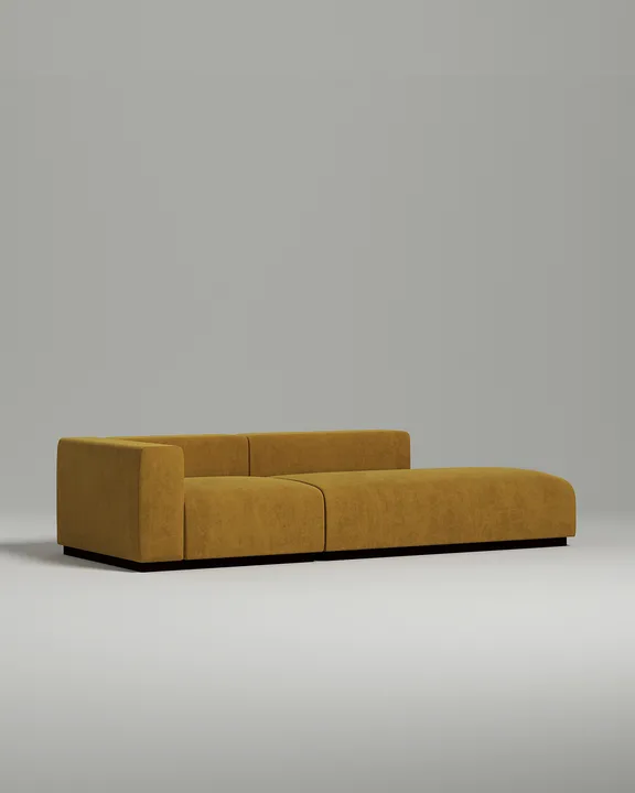 Стильный модульный диван Ронни прямой. Материал: Искусственная замша. Цвет: Горчичный Стильный модульный диван Ронни прямой. Материал: Искусственная замша. Цвет: Горчичный