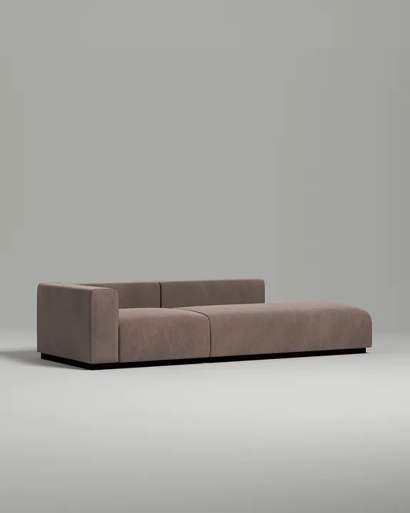 Стильный модульный диван Ронни прямой. Материал: Велюр. Цвет: Коричневый