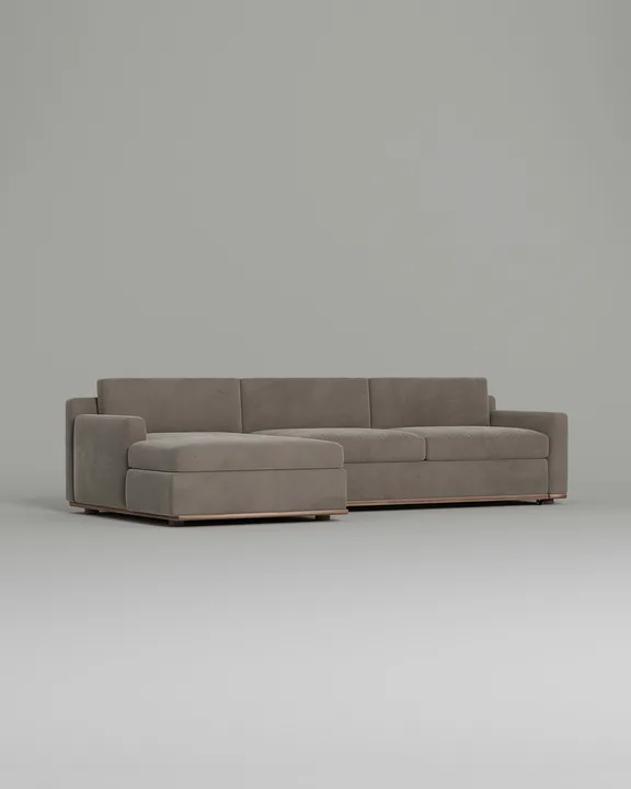 Стильный угловой диван Фьюжен. Материал: Велюр. Цвет: Бежевый