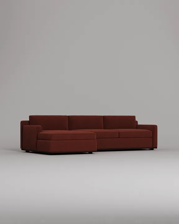 Стильный угловой диван Фьюжен. Материал: Букле. Цвет: Терракотовый