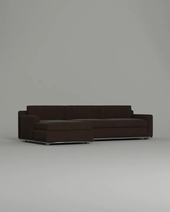 Стильный угловой диван Фьюжен. Материал: Искусственная замша. Цвет: Коричневый