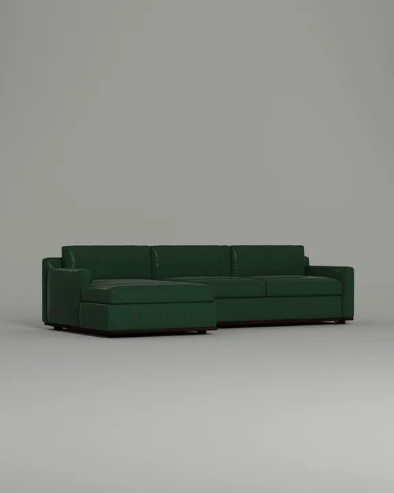 Стильный угловой диван Фьюжен. Материал: Искусственная кожа. Цвет: Зеленый