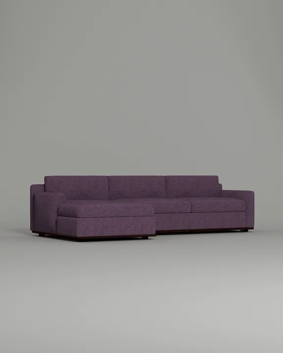 Стильный угловой диван Фьюжен. Материал: рогожка. Цвет: Фиолетовый