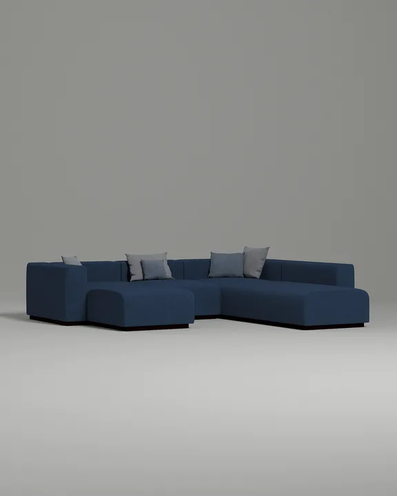 Стильный модульный диван Рони модульный. Материал: Велюр. Цвет: Синий