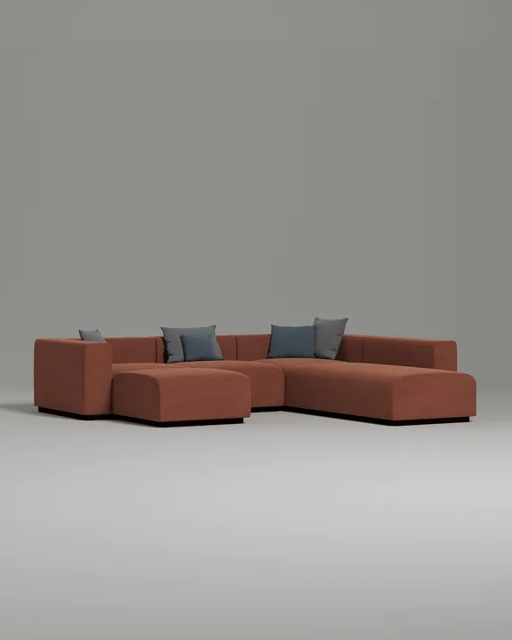 Стильный модульный диван Рони модульный. Материал: Велюр. Цвет: Терракотовый
